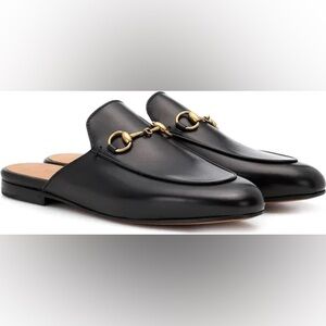 Gucci Princetown Horsebit Leather Flat Mules / Slides - size 37.5 / 7